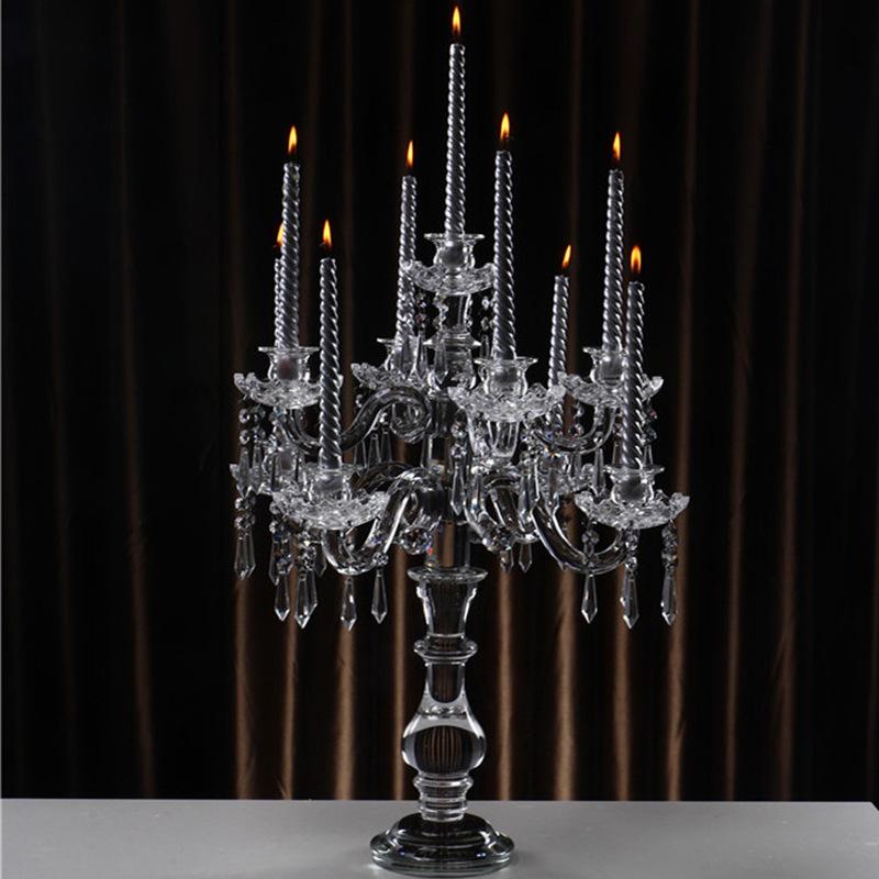 Sfeșnic din Cristal European - Design cu Nouă Brațe pentru Nunti, Zile de Naștere și Decor Hotelier.