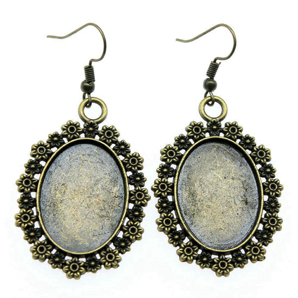 Ovale Cabochon Base Hængeøreringe DIY Foto Smykke Tilbehør Håndlavede Gaver