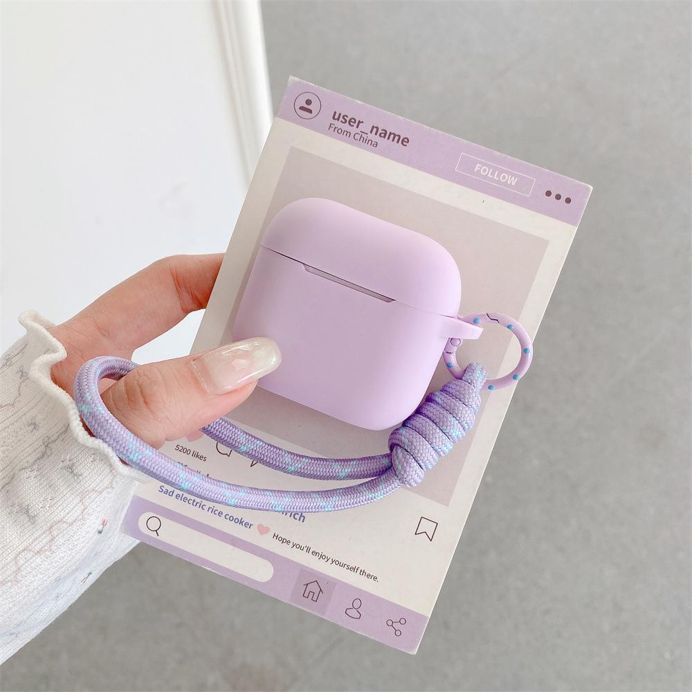 Simple Solid Color Silicone Earphone Cover for Apple AirPods 1 /1 Generation Polka Dot Short Rope Case PRO1 PRO1