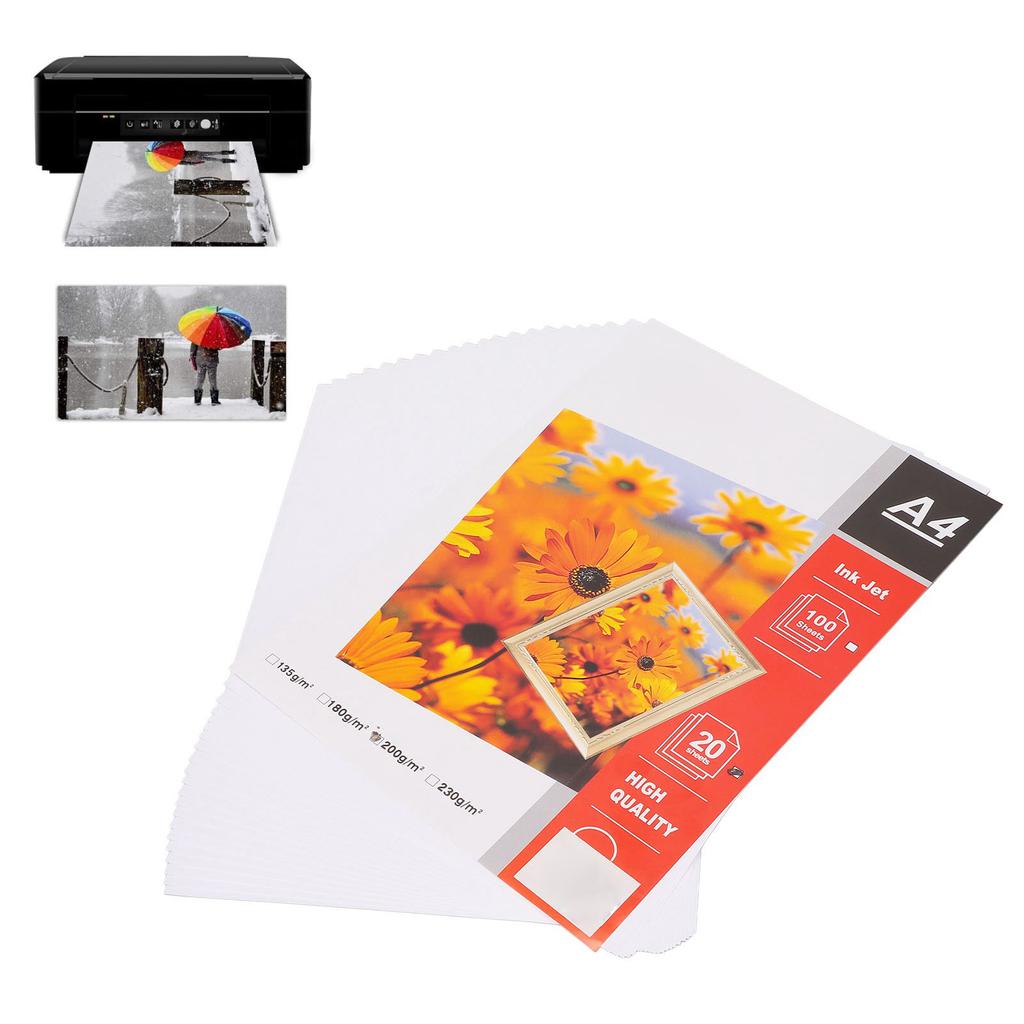 20Pcs Matte Po Paper Durable Paper A4 8.3X11.7In Glossy Surface Water Resistant High Light Po Printer Paper