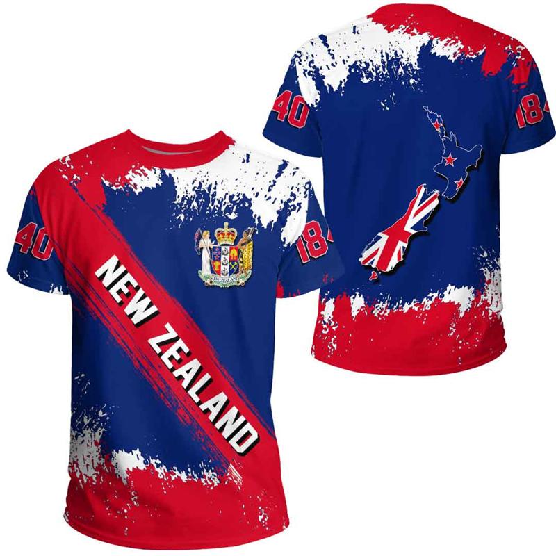 New Zealand Flag Map Graphic T Shirts Silver Fern National Emblem