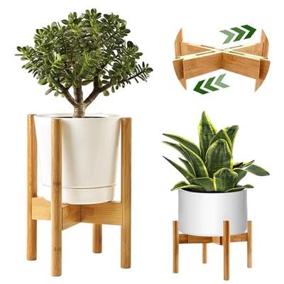 SmartMaster Bamboo Planter Stand, Adjustable Width from 20.5-30.5cm, Flower Pot Holder, Easy Assembly, Suitable for Indoor and Outdoor Use