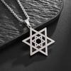 David Shield Hexagon Pendant Necklace Mens Fashion Stainless Steel Cuban Chain Necklace Religious Jewelry
