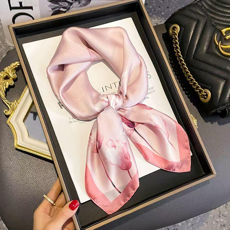 70cm Versatile Fashionable Mulberry Imitation Silk Scarf for Middle-Aged & Elderly - Summer Neck Protection