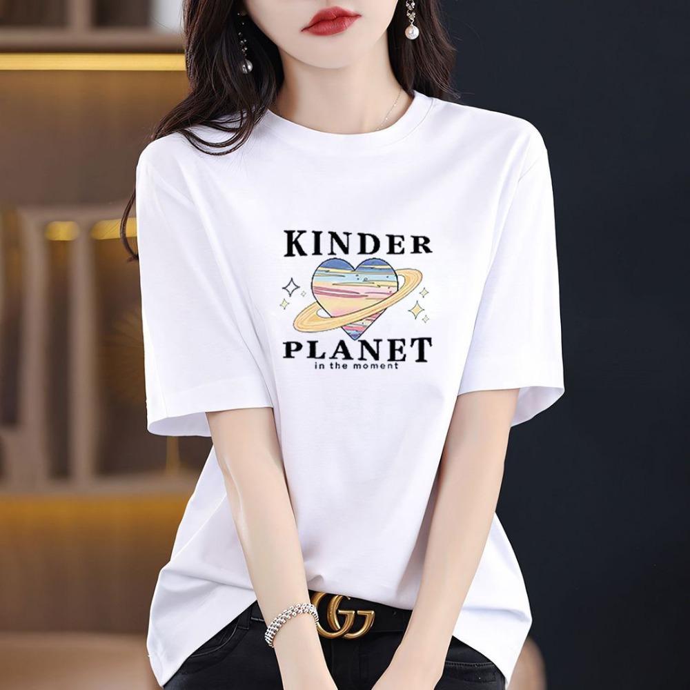 Sommer Dame Kortermet T-skjorte Mønstertrykk Mote Casual Rund Hals Komfortabel Dame Kortermet T-skjorte