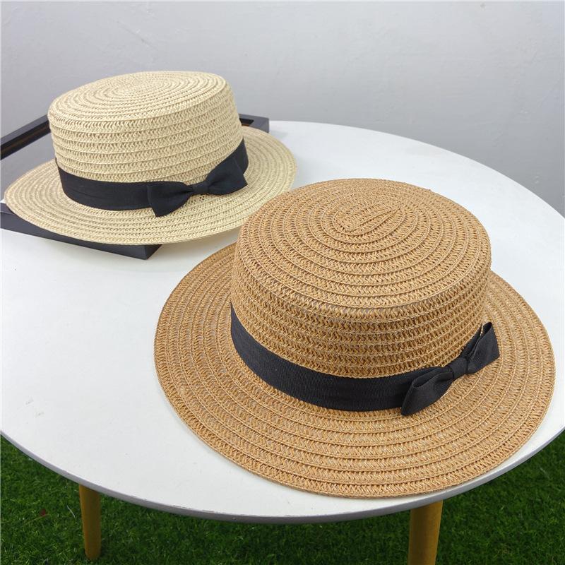 Summer travel fresh bow straw hat women's visor hat beach sunscreen sun hat tide folding