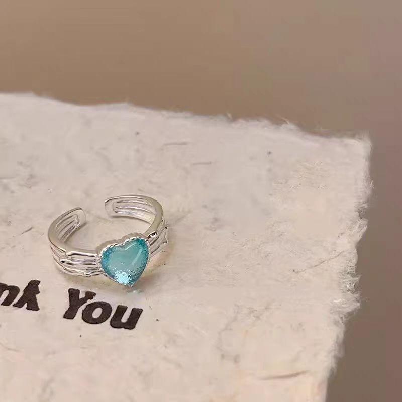 Süßer Blauer Traum Gelee Schale Harz Stern Ring für Frauen Mädchen Metall Seestern Perlen Fingerring Ozean Thema Schmuck Accessoire