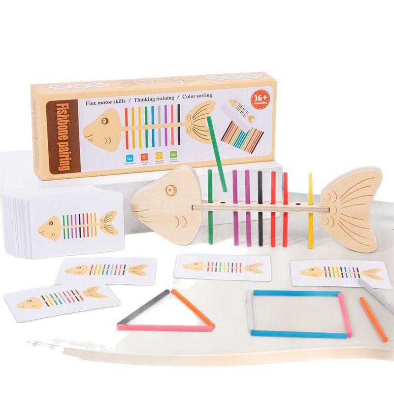 Montessori Fishbone Pegboard: Color Matching & Fine Motor Skills Puzzle for Children