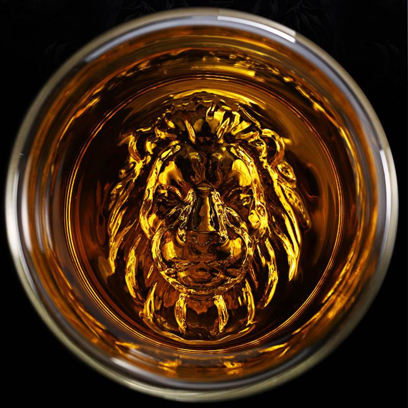 Mighty Male Lion Head Double Walled Whiskey Glass Creative Cocktail Cup Bar Wine Glasses Tumbler Drinkware Beer Mugs Barware