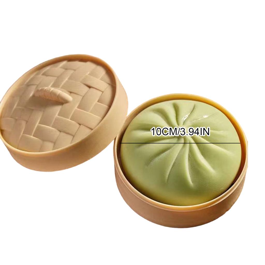Bun Bao Stress Relief Toy Squeeze Dough Ball Slow Rebound Creative Fake Buns with Steamer Birthday Fun Gift for Kids Autism ADHD