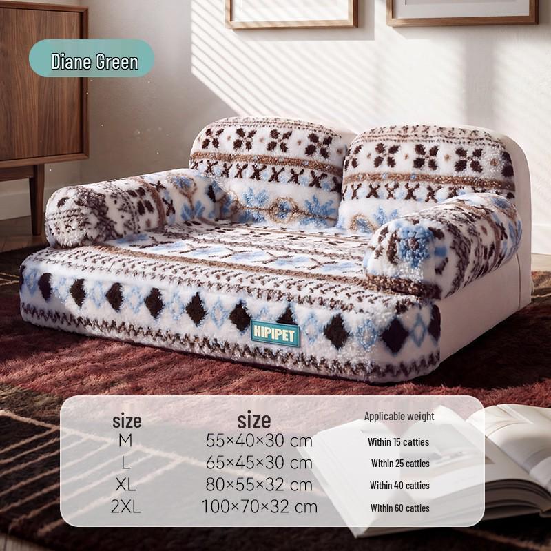 L-shaped Cooling Quilted Dog and Cat Mat with Backrest for All Seasons