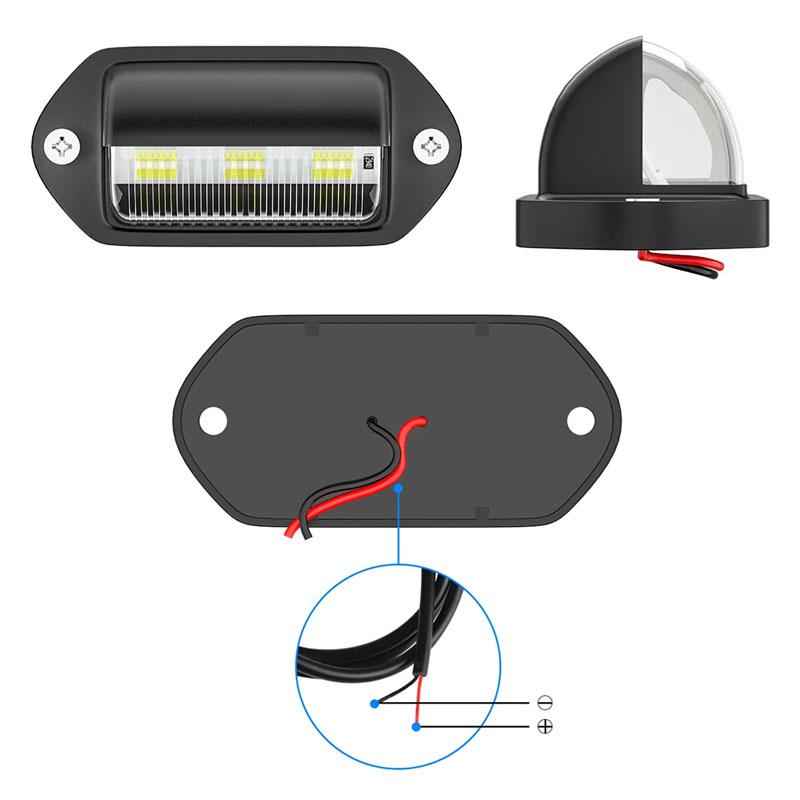2PCS White LED License Plate Light 12V 24V For SUV Truck Trailer Marker Side Lamp 6-SMD LED Bulbs Car License Plate Lights