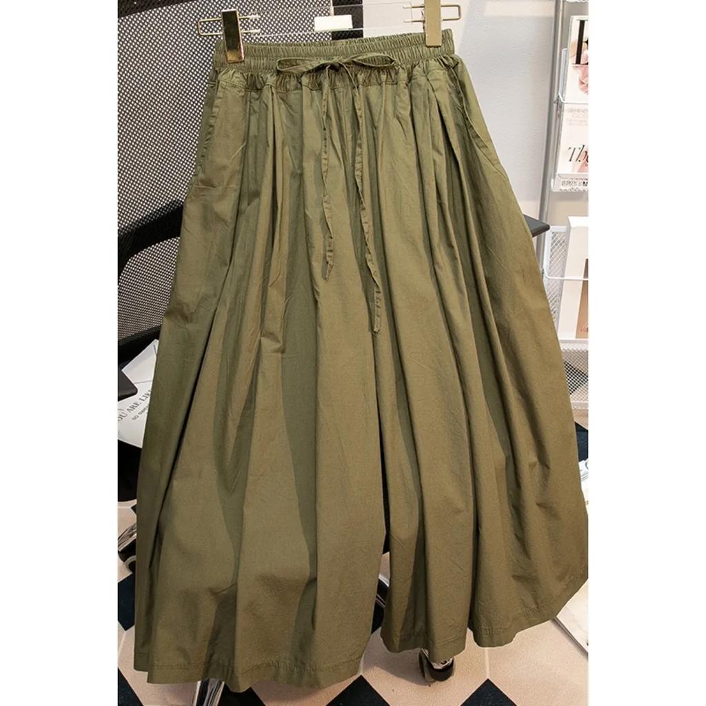 Women's Spring/Summer Casual Drape-Style Pleated Workwear Skirt-Pants, Cropped Bell-Bottom Plus Size Pants