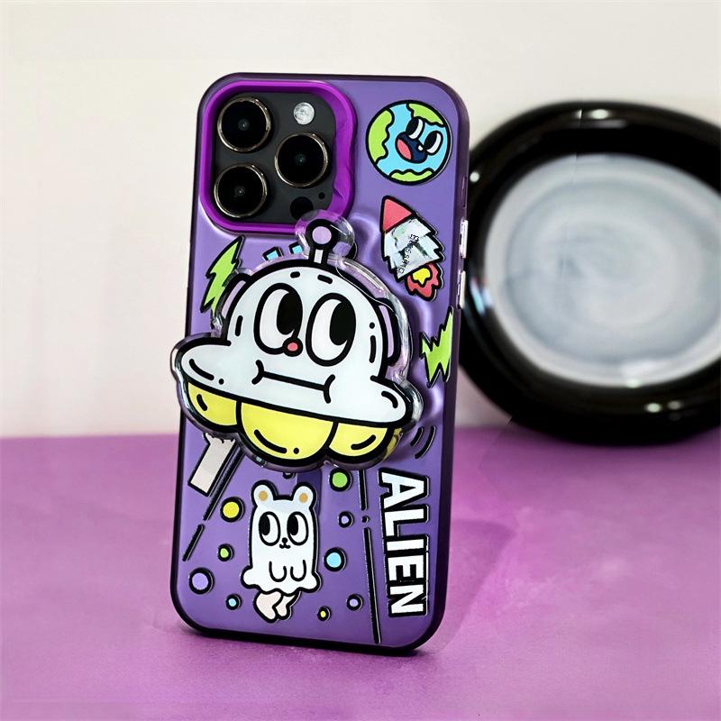 Zhitai Magnetyczne Matowe Laserowe Etui na iPhone 16 Pro dla 14/15 Pro Max, Pasuje do 13/12, z Uchwytem na Telefon Komórkowy.