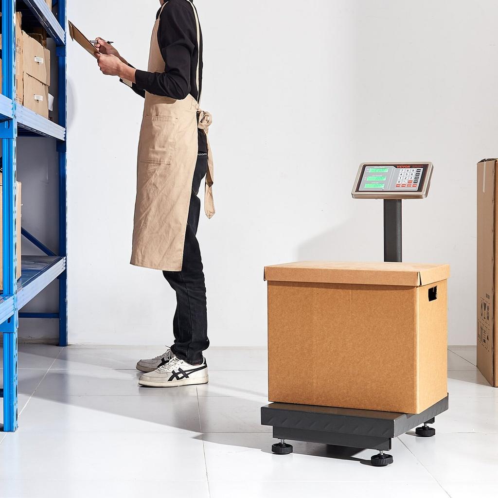 Computing Digital Platform Scale, 300 kg Load, 50 g High Accuracy, Electronic Floor Scale with LB/KG, Tare, Price Calculator, AC/DC Power Supply, Fit