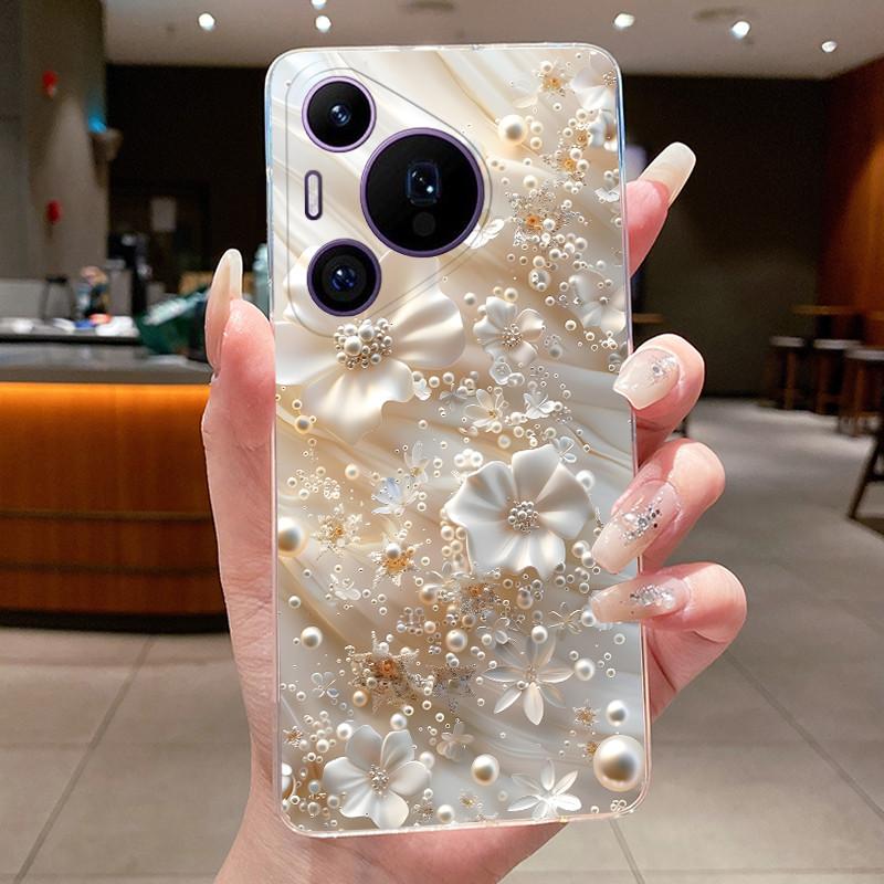 Phone Case For Huawei Pura 70 Pro Plus 70Pro+ 5G Simplicity Luxury Butterfly Flowers Transparent Casing Soft Silicone Back Cover