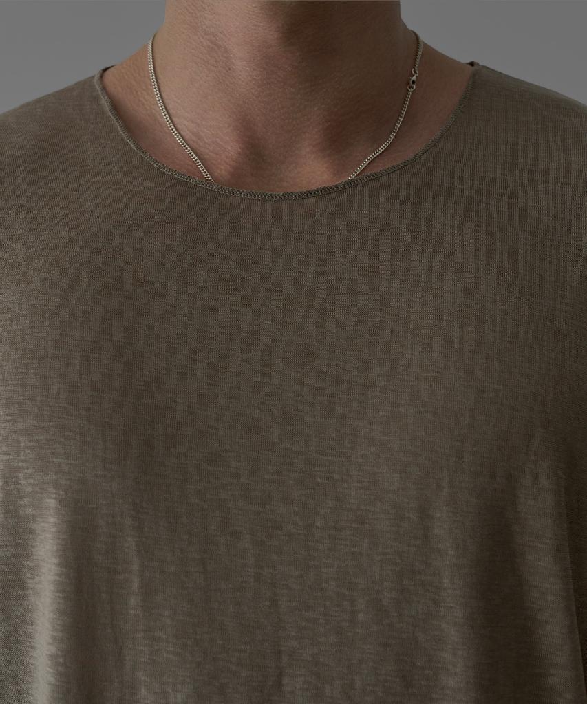Baulopeulodeogteu Tencel Ribbed Boat Neck Knit Tee [Brown]