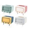Tissue Box Holder Retro TV Shaped Tissue Case with Cell Phone Holder Multi-Functional Toilet Paper Napkin Dispenser for Room Bedroom Bathroom Dining