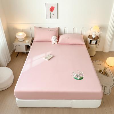 40 Long-staple Cotton Embroidered Single Fitted Sheet Home Hotel Simple Fitted Single Fitted Embroidered Fitted Sheet