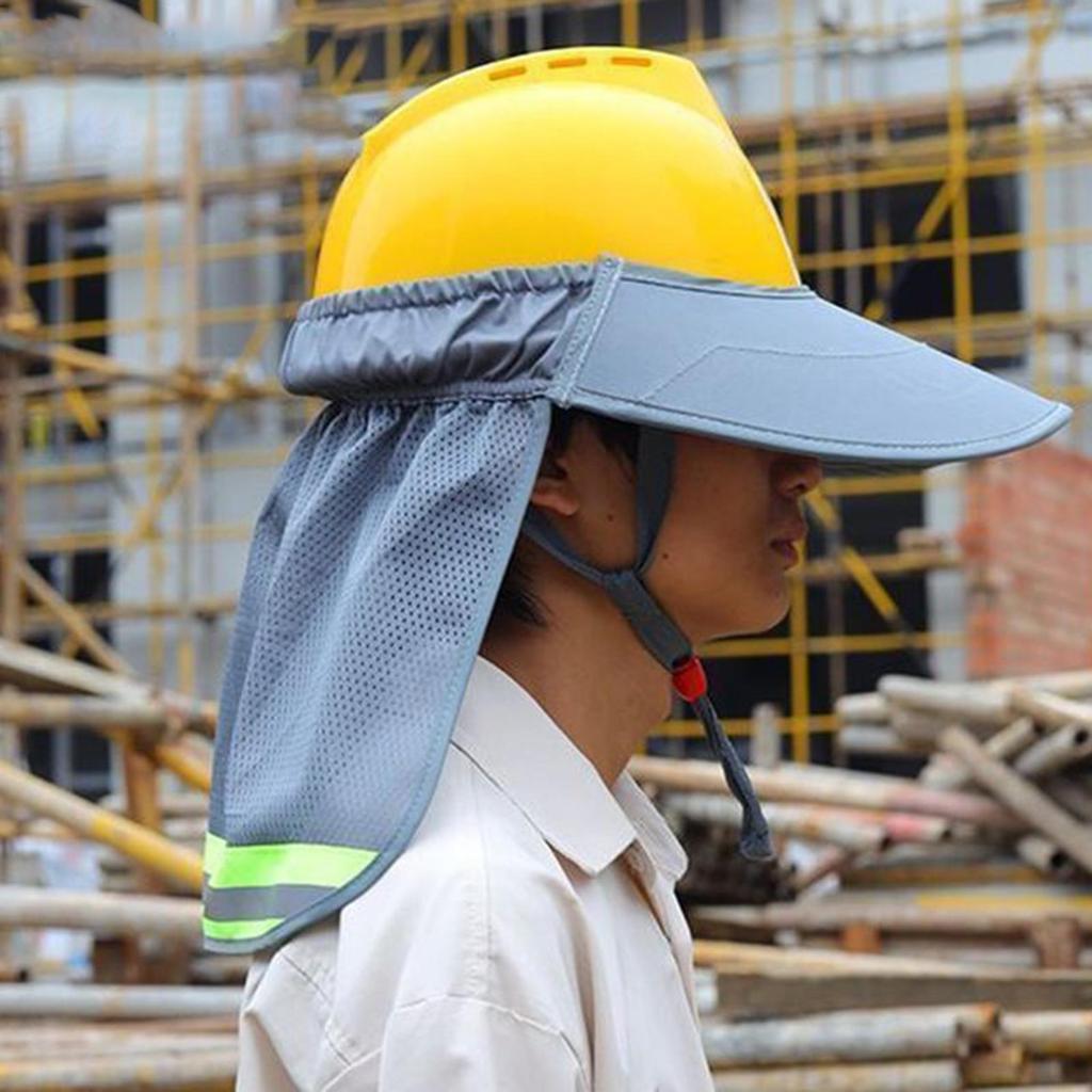 Summer Sun Shade Safety Hard Hat Neck Shield Helmet Sun Shade Reflective Stripe Cap Cover for Construction Worker
