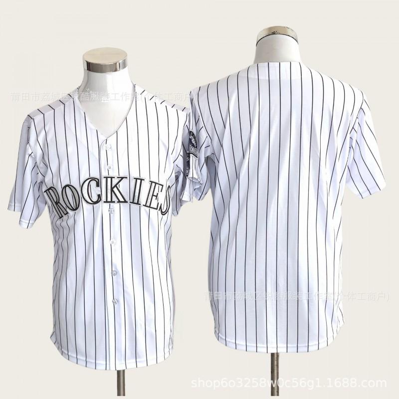 Unisex Plain White Baseball Jersey Rocky Mountains Fan Style Lightweight Sport Top
