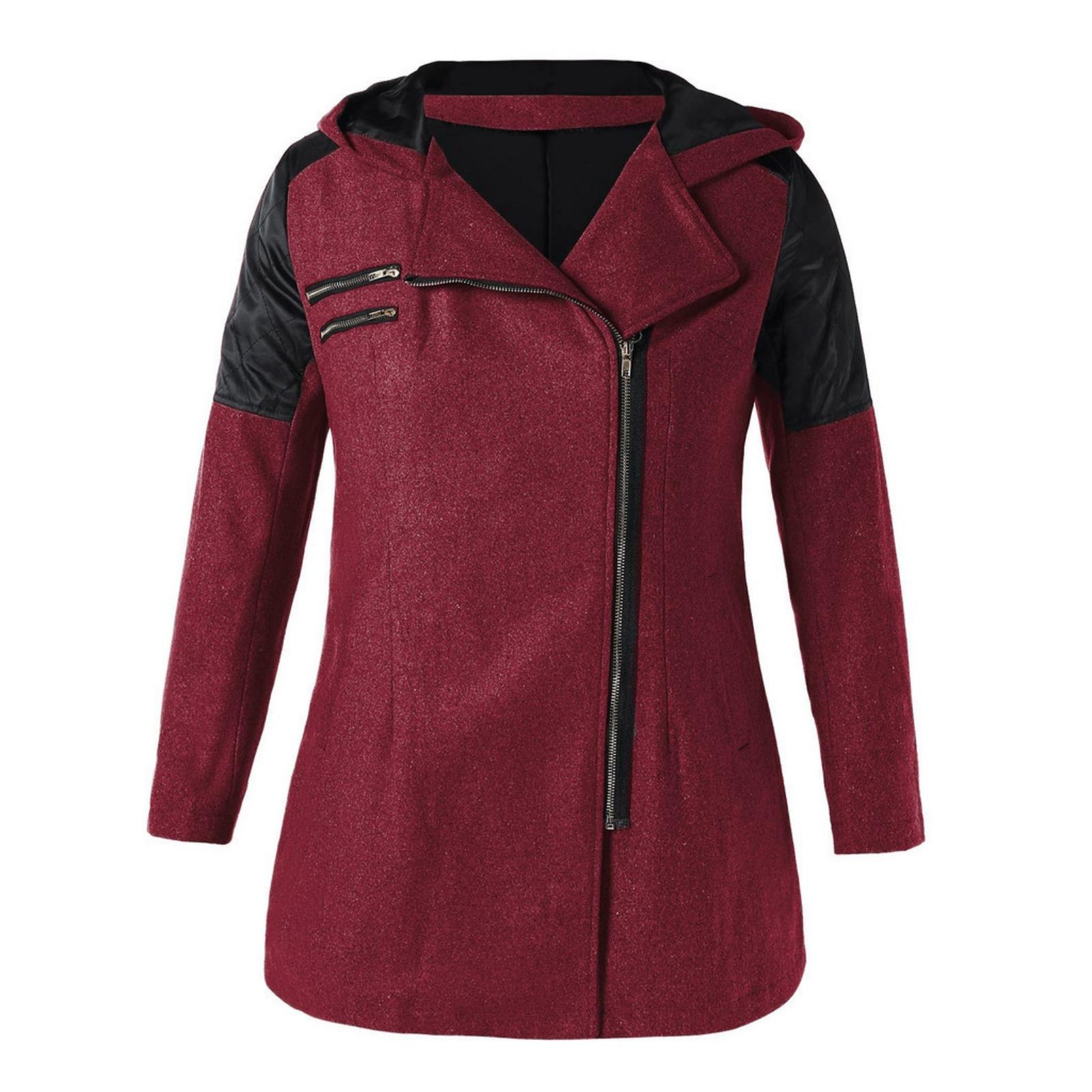 

Женская зимняя теплая верхняя одежда с цветочным принтом и карманами с капюшоном Винтажное пальто большого размера XXXL красный