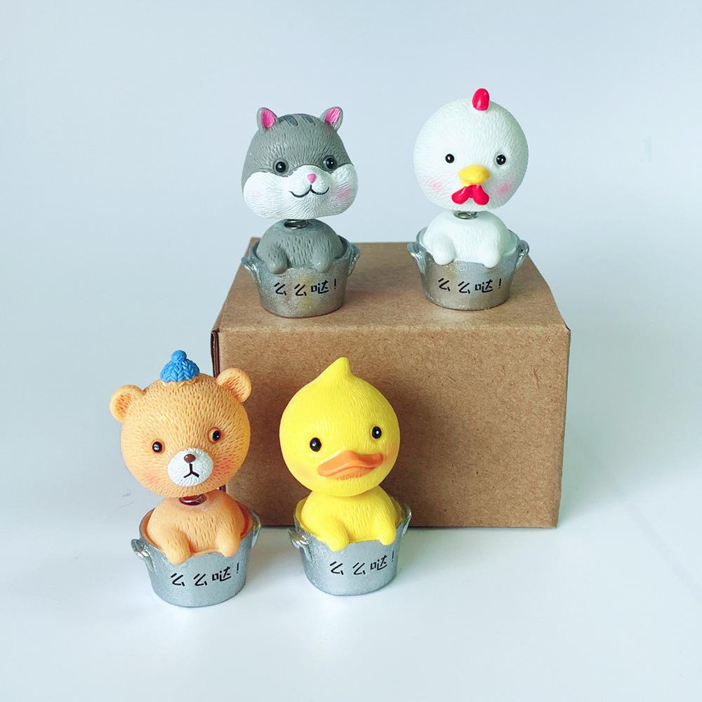 Car Accessories Interior Mini Cute Head Shaking Spring Car Ornaments Animal Cactus Small Potted Resin Ornaments Decoration