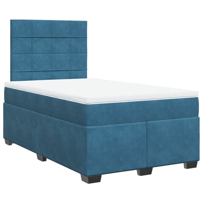 Maison Exclusive - Sommier à lattes de lit et matelas bleu 120x190 cm velours