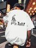Unisex Loose Drop Shoulder Summer Tee Round Neck Short Sleeve Japanese Korean Cartoon Print