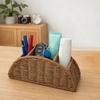 Imitation Rattan Remote Control Storage Box 4 Grids Handwoven Synthetic Rattan Organizer Vintage Style Desktop Storage Box
