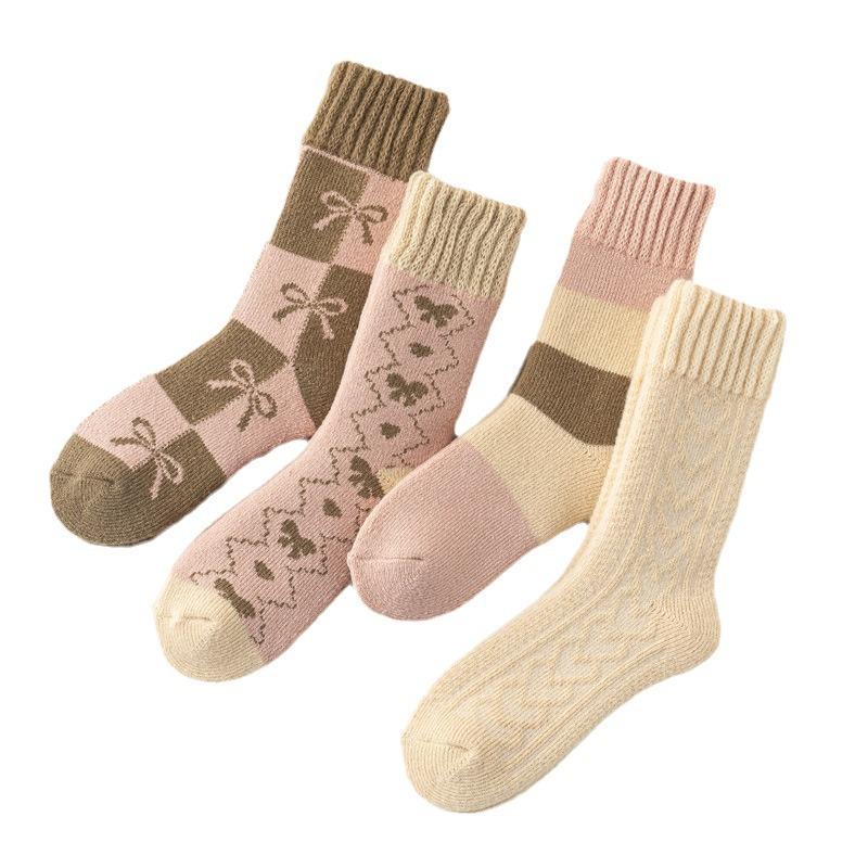 5/10 Pairs Casual Thickened Socks for Women Winter Ultra Thick Fleece Lined Socks Winter Cold Resistant Wool Socks for Women Home Warmth Floor Socks