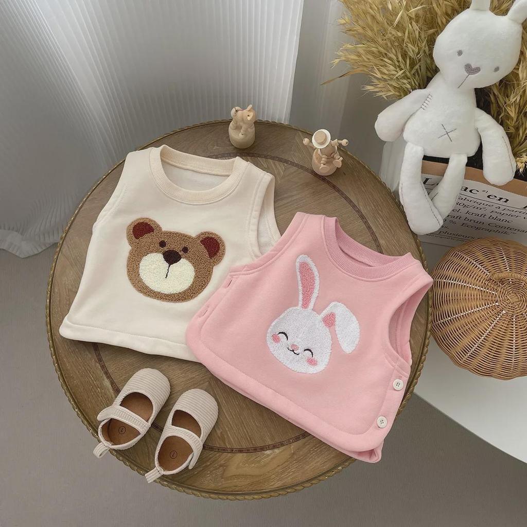 Korejská roztomilá kreslená plyšová dětská vesta 2024: Zimní teplý, Unisex