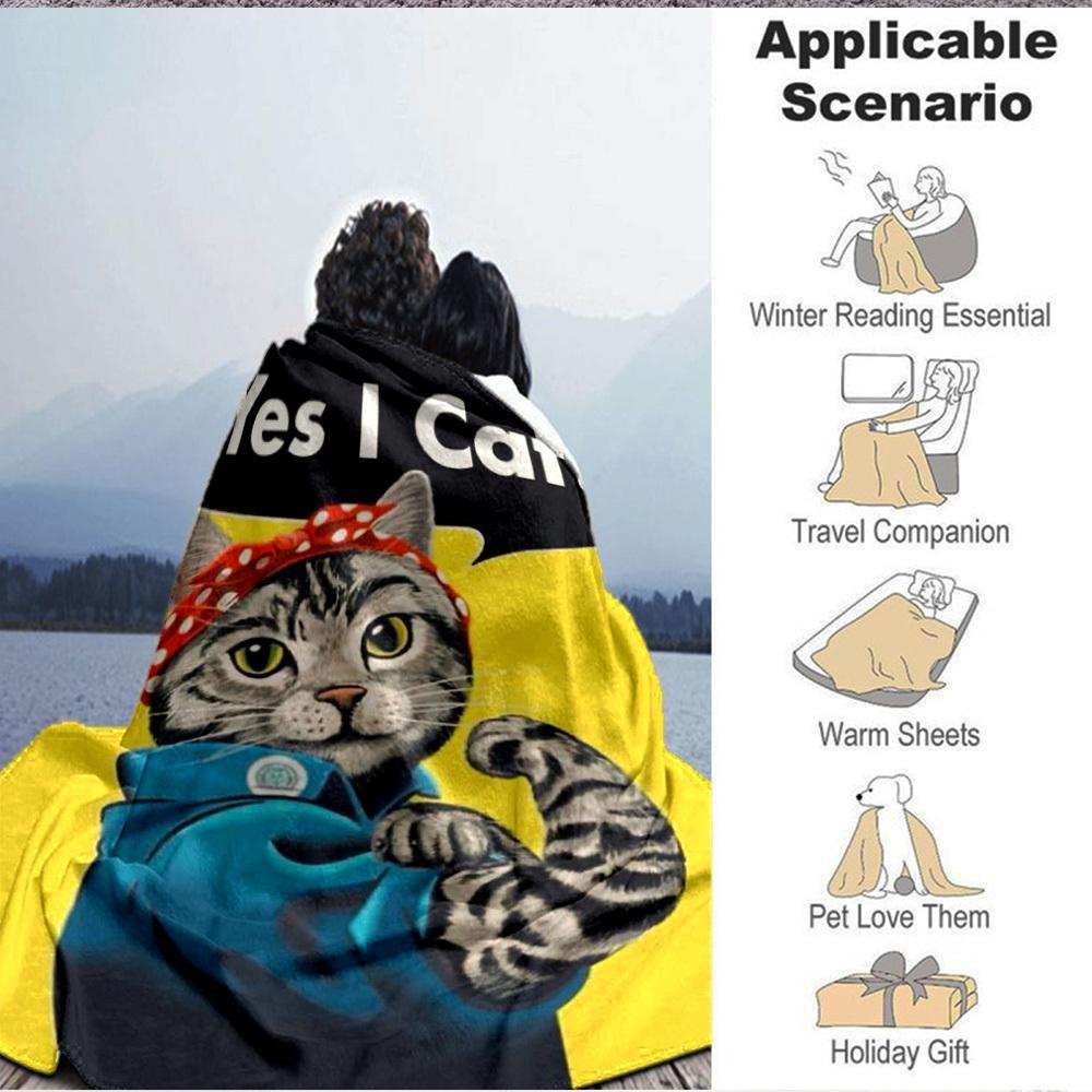 1pc Cat Bandana Blanket Lightweight Flannel Blanket Throw Blanket For Sofa, Bed, Travel, Camping, Livingroom, Office, Couch, Chair, And Bed yy25101517