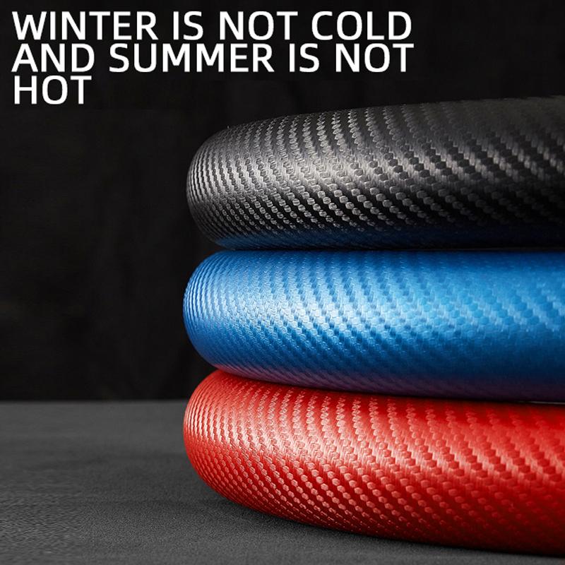 1Pair Carbon Fiber Leather Car Steering Cover 1K Micro Fiber Leather PVC Wheel Booster Cover Non-Slip Universal