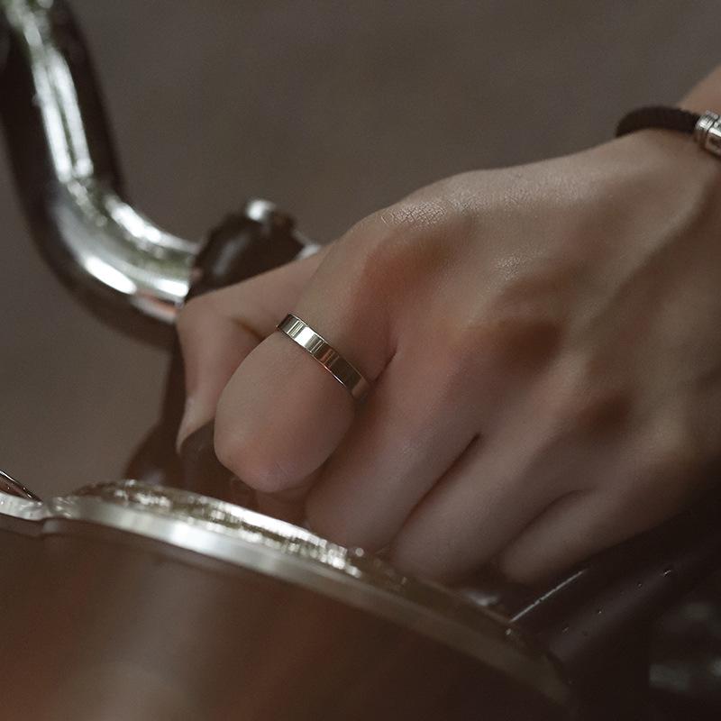 Ring - Men's Trendy Single Ring with Closed Mouth, Simple and Unique Plain Ring, Smooth Surface, Cool Style, Open Mouth, Men's Index Finger Ring