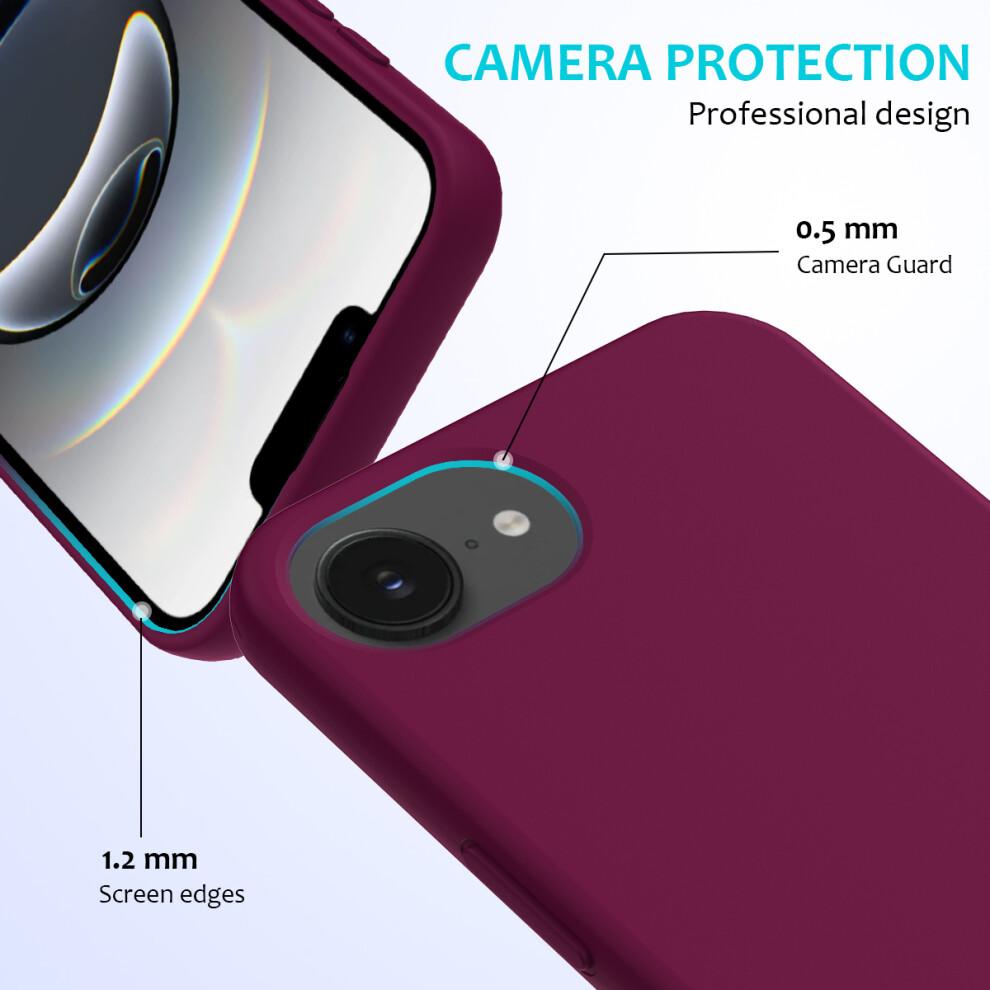 (Wine Red) For iPhone 16e Case Drop Proof Liquid Silicone Soft Lining Back Phone Cover