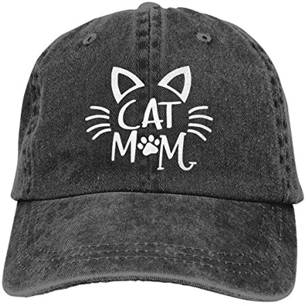 Cat Mom Hats Mama Baseball Cap Denim Adjustable Unisex Hat Cap for Women Snapback Cap Adult Unisex Four Seasons