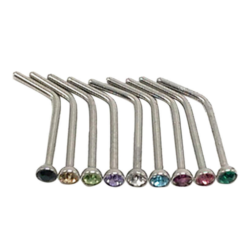 10 Stück Strass Edelstahl Schraube Nase Hoop Ring Stud Body Piercing Schmuck