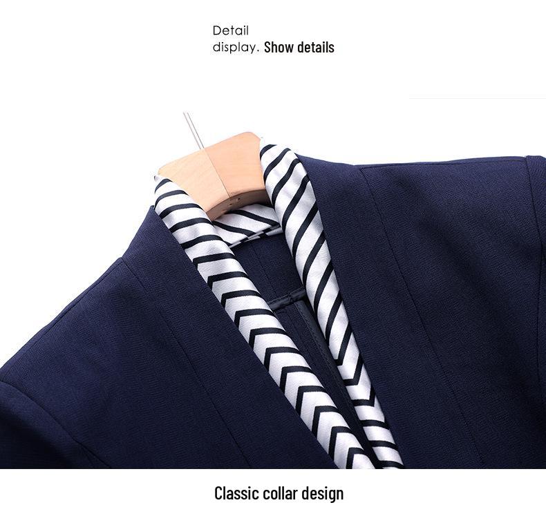 Chic Black Short-Sleeved Collarless Suit Set: Professional Workwear for Sophisticated Women