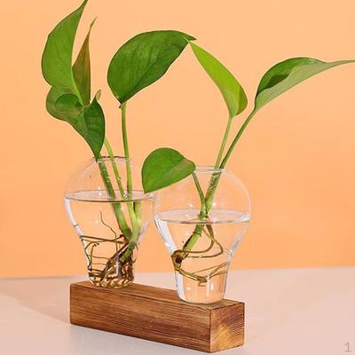 Vase Wooden Desktop Glass Holder For
