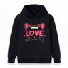 Kids Boys Girls Hooded Sweatshirt Cute Cat Ear Love Pattern Print Long Sleeve Casual Pullover Hoodie for Daily School Outdoor Streetwear Tops