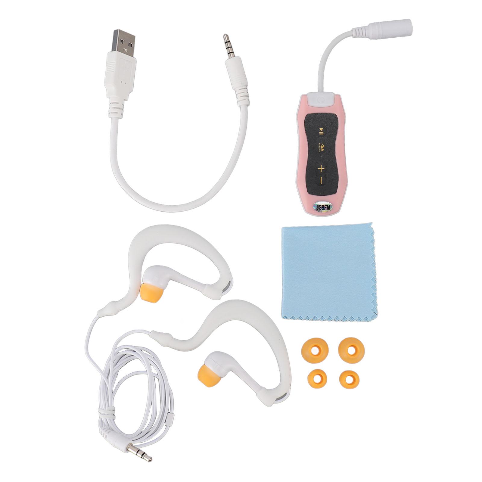 

Подводный MP3-плеер Водонепроницаемый MP3-плеер Перезаряжаемый USB2.0 Низкая потеря с водонепроницаемыми наушниками для дайвинга для бега розовый