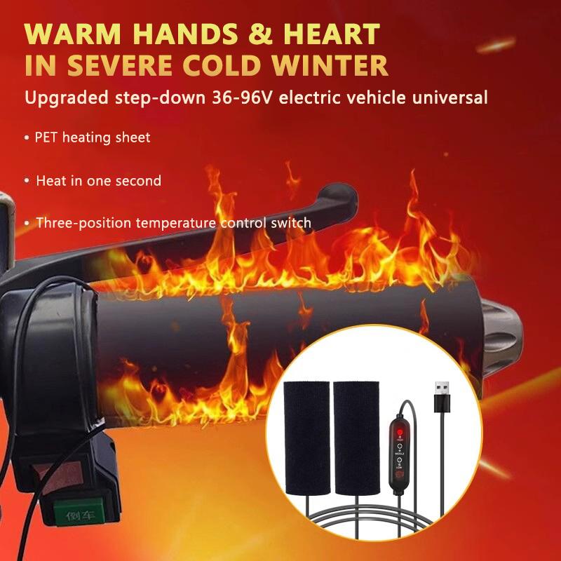 SEAMETAL 12V 3-Gear Motorcycle Heated Hand Grips Waterproof Thermal E-bike ATV Handlebar Heater Warmer Kit Motorcycle Accessories