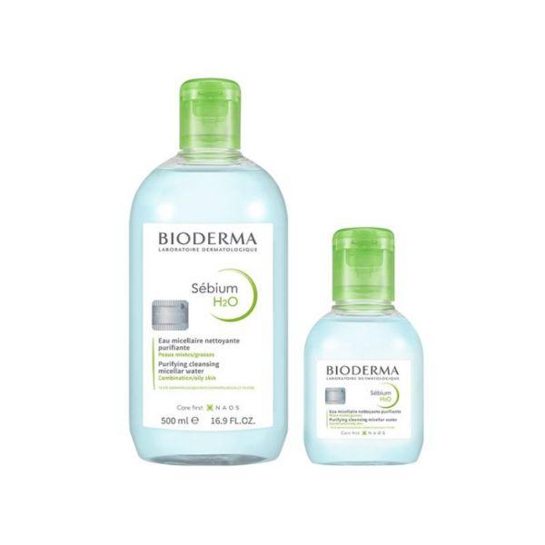 Bioderma Sebium H2O Micellar Cleansing Water Makeup Remover Set 500ml + 100ml