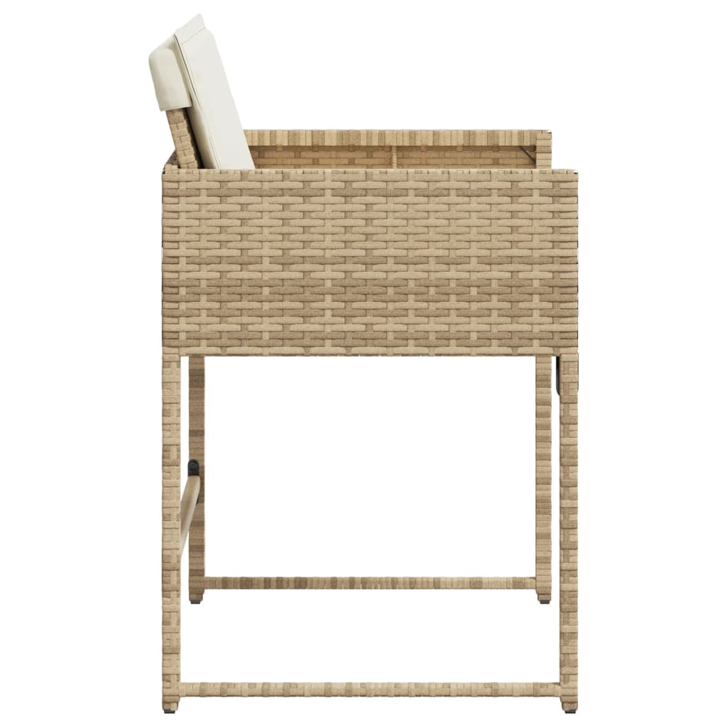 Vidaxl Garden Chairs With Cushions, 4 Pcs, Beige, Poly Rattan