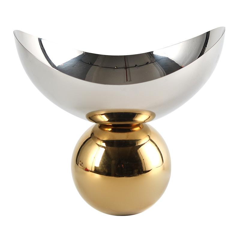 Stainless Steel Fruit Tray, Irregularly Designed Metal Ball Snack Bowl, Jewelry Storage Tray, Living Room Decoration Ornament
