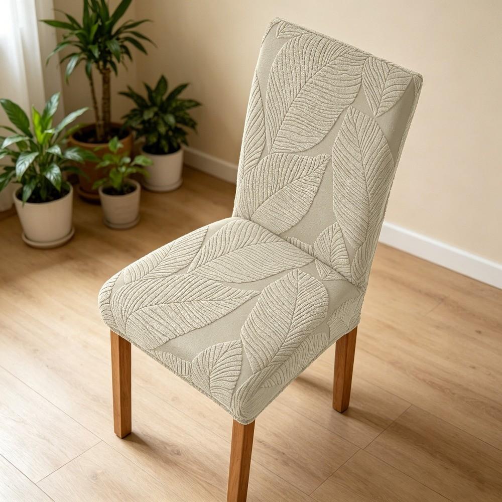 3D Leaf Jacquard Chair Cover Full Cover Elastic Chair Cover Stretch Dining Chair Cover  Living Room