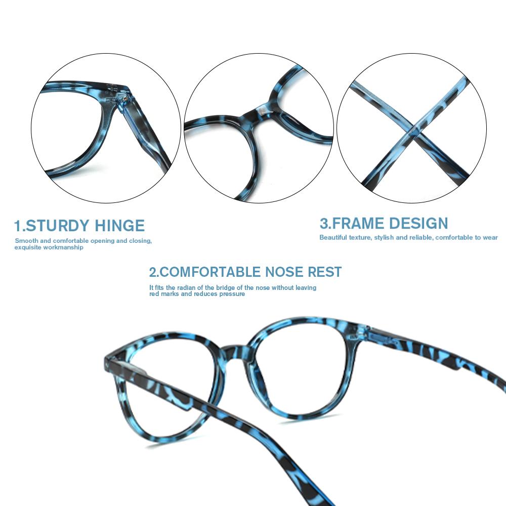Turezing Reading Glasses Spring Hinge HD Blue Light Lenses for Women Men +0 To +4 0 Fashion Prescription Eyewear