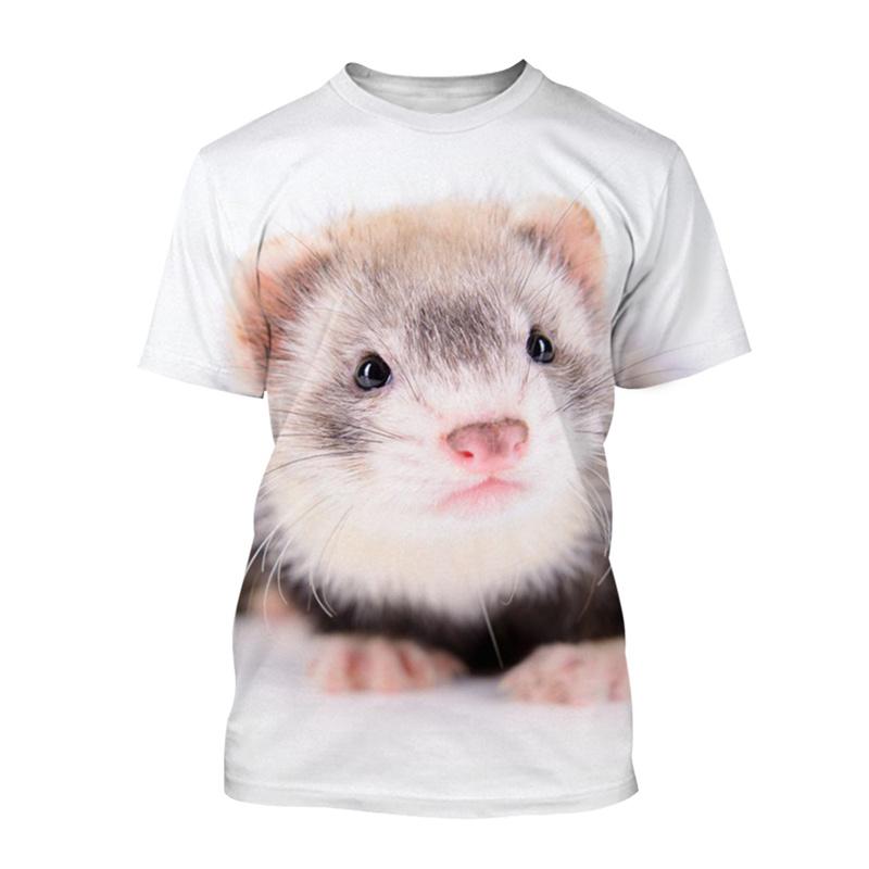 Summer 3D Printing Animal Cute Ferret T-shirt Men Women Casual Fashion Short Sleeve Oversized Round Neck Tees Children T Shirts