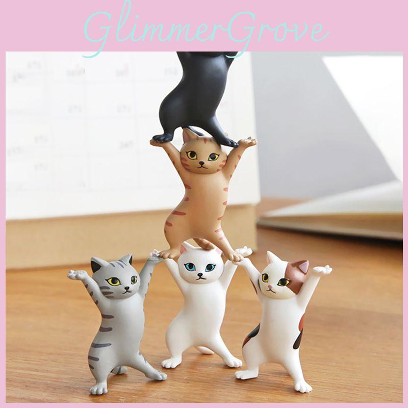 Adorable Cats Pen Holder Doll Ornament With Durable Plastic Earphone Support Stand For Airpods